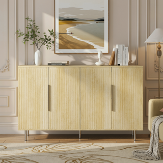 Sunvega Modern Fluted Sideboard with Adjustable Shelves for Living Room Storage