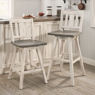 Sunvega Solid Rubberwood Counter Height Dining Table with Distressed Gray Finish