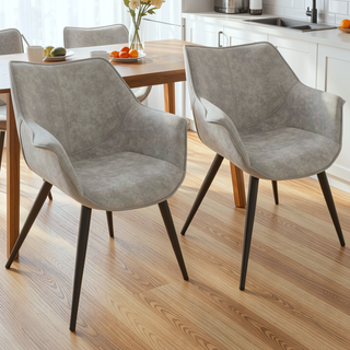 Sunvega Industrial Accent Chair Set of 2 in Suede Like Polyester Fabric