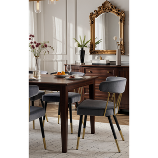 Sunvega Stylish Velvet Dining Chairs with Gold Trim and Padded Seat Set of 2