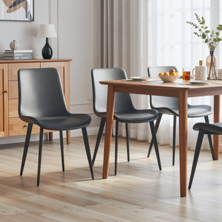 Sunvega Modern Leather Dining Chair with Sleek Metal Legs for Kitchen