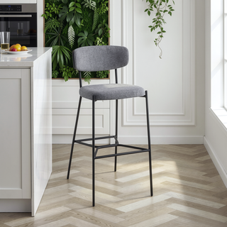 Sunvega Light Brown Pub Height Bar Stools Set of 2 with Curved Backrests