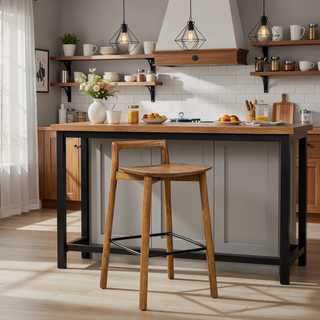 Sunvega 26.5 Inch Modern Minimalist Low Back Wood Counter Stool in Dark Brown Walnut