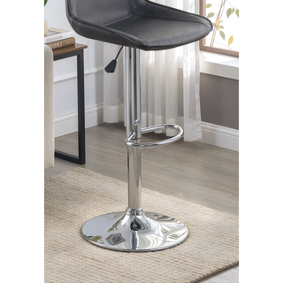 Sunvega Modern Adjustable Bar Stool Set with Ebony Wax Polyurethane Leather and Chrome Base