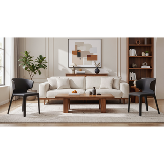 Sunvega Mid-Century Modern Dining Chairs Set of 2 with Faux Leather Upholstery