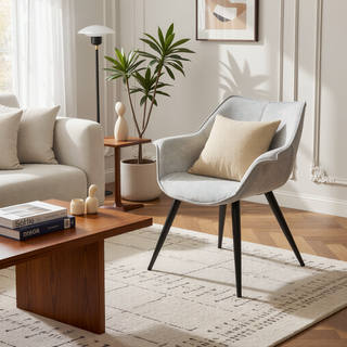 Sunvega Industrial Accent Chair Set of 2 in Suede Like Polyester Fabric
