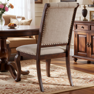 Sunvega Cream and Antique Java Upholstered Dining Chair with Tufted Back