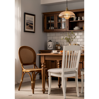 Sunvega Upholstered Seat and Slatted Back Side Chair Set of 2