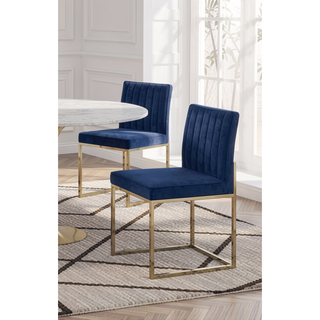 Sunvega Sturdy and Durable Velvet Upholstered Dining Chair with Gold Accent