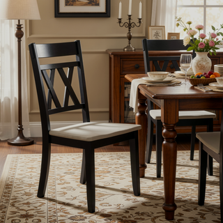 Sunvega Modern Farmhouse Round Dining Table with Greywash and Antique White Finish