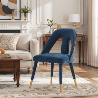 Sunvega Modern Velvet Upholstered Dining Chair with Gold Metal Tips for Dining Room