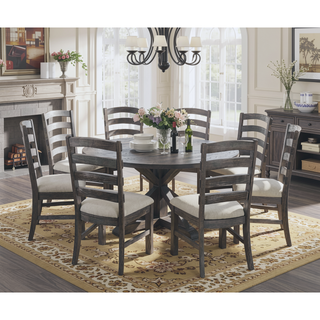 Sunvega Weathered Gray Upholstered Dining Chairs with Rustic Style, Set of 2