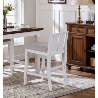 Sunvega Set of 2 Cream Upholstered Counter Height Chair with Footrest