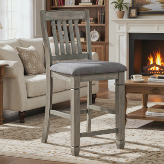 Sunvega Transitional Slat Back Counter Height Chair with Fabric Upholstered Seat