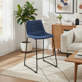 Sunvega Modern Upholstered Counter Height Chair Set with Sled Base Footrest