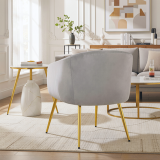 Sunvega Gold Metal Legs and Silver Velvet Upholstery for a Stylish Accent Chair