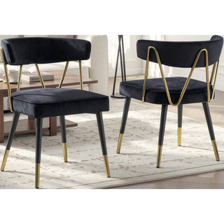 Sunvega Stylish Velvet Dining Chairs with Gold Trim and Padded Seat Set of 2