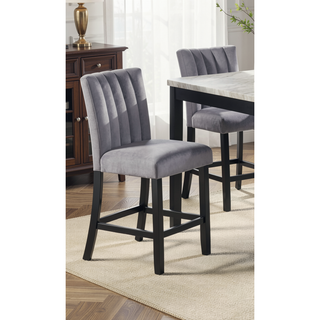 Sunvega Transitional Dining Table with Faux White Marble Top and Black Wood Base