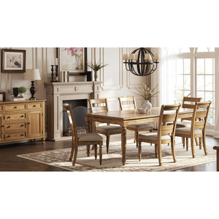 Sunvega Carmel Finish Dining Table with Removable Leaf for Flexible Seating
