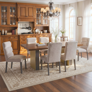 Sunvega Ash Velvet Upholstered Side Chair Set of 2 with Plump Foam Back and Gray Wood Legs