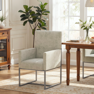 Sunvega Modern Open Industrial Design Velvet Upholstered Dining Chair for Living Room