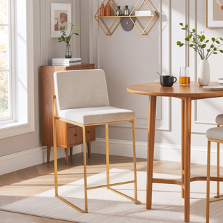 Sunvega Contemporary High Back Counter Stool Set of 3 with Padded Seat
