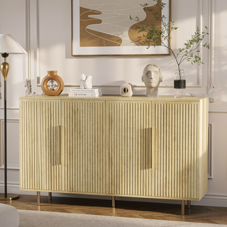 Sunvega Modern Fluted Sideboard with Adjustable Shelves for Living Room Storage