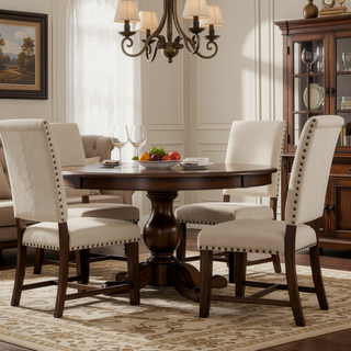 Sunvega Beige and Smokey Black Upholstered Armless Side Chair Set of 2