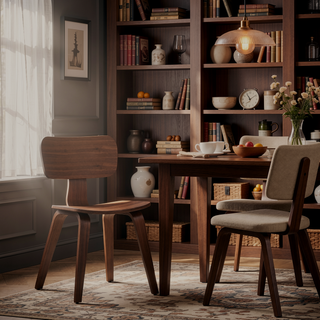 Sunvega Modern Walnut Dining Side Chairs with Tapered Legs Set of 2