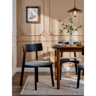 Sunvega Gray Linen Upholstered Side Chairs with Padded Seat Cushion Set of 2