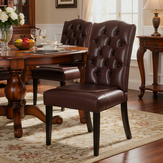 Sunvega Tufted Upholstered Dining Chairs with Tapered Legs and Diamond Stitching