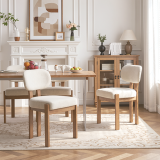 Sunvega Modern Upholstered Wooden Dining Chairs Set of 2 for Small Spaces