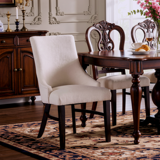 Sunvega Transitional Black and Beige Wingback Arm Chairs with Welt and Angled Legs