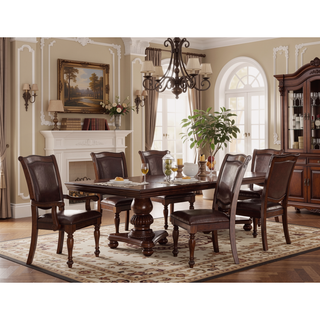 Sunvega Traditional Style Brown Cherry Finish Wooden Dining Armchairs with Upholstered Seat