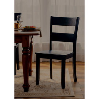 Sunvega Solid Acacia Wood Armless Side Chair with Scooped Seat and Ladder-back