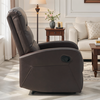 Sunvega Contemporary Faux Leather Recliner Chair with Tufted Backrest and Manual Recline