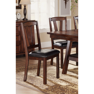 Sunvega Dark Walnut Wood Framed Dining Chairs with Faux Leather Cushion Seats