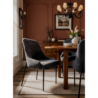 Sunvega Upholstery Boucle Fabric Dining Side Chair Set of 2 Grey