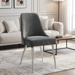 Sunvega Soft Fabric Upholstered Padded Side Chair with Curved Back and Sleek Legs Set of 2