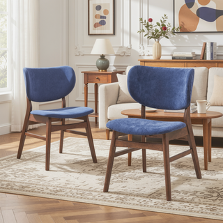 Sunvega Padded Upholstered Side Chair Set with Walnut Finish and Resistant Features