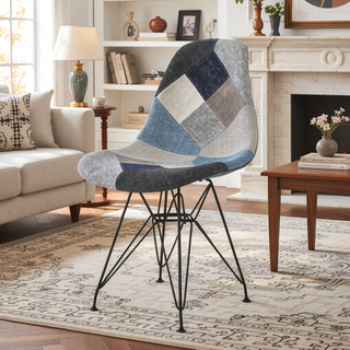 Sunvega Bohemian Style Patchwork Accent Chair with Geometric Pattern and Chromed Legs