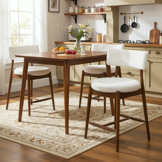 Sunvega Mid Century Modern Counter Stool Set of 2 with Upholstered Boucle Seat