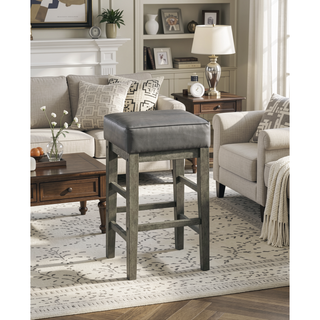 Sunvega Antique Gray Finish Solid Wood Frame Counter Height Stools Set of 2