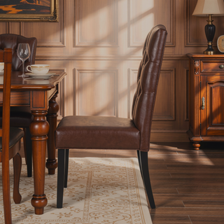 Sunvega Tufted Upholstered Dining Chairs with Tapered Legs and Diamond Stitching