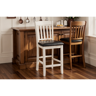 Sunvega White and Dark Cherry Finish Counter Height Table with 2 Drop Leaves