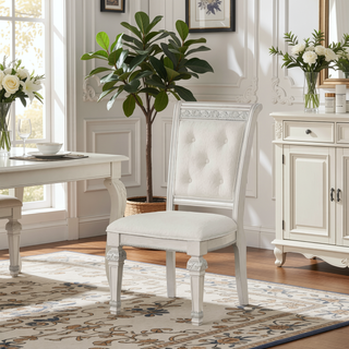 Sunvega Traditional Style 2pc Side Chair with Chenille Upholstered Seat and Backrest