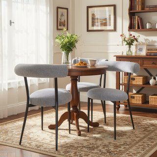 Sunvega Modern Metal Frame Dining Chairs Set of 2 with Curved Open Backrests