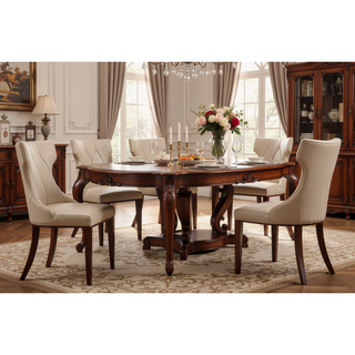 Sunvega Set of 2 Gray Traditional Dining Chairs with Luxurious Velvet Upholstery