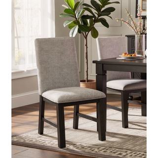 Sunvega Antique Black and Gray Finish 2pc Side Chair with Pleated Back and Upholstered Seat
