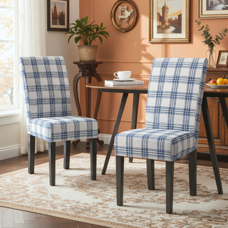 Sunvega Contemporary Upholstered Fabric Dining Chairs with Rubberwood Legs Set of 2